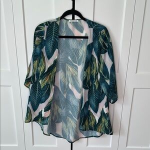 Tropical Leaf Print Blouse